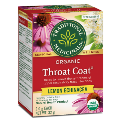 Traditional Medicinals Organic Throat Coat Lemon Echinacea 16 Teabags