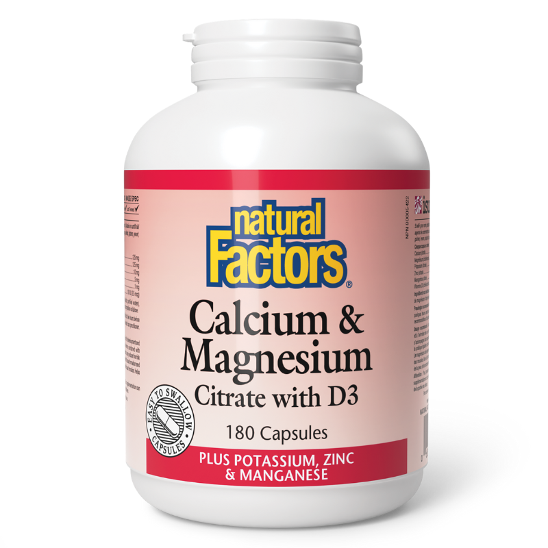 檸檬酸鈣+鎂+D3+鉀+鋅+錳 180粒 膠囊 Natural Factors Calcium & Magnesium Citrate with D3 Plus Potassium, Zinc & Manganese 180 Caps