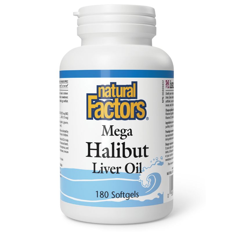 Natural Factors Mega Halibut Liver Oil 180 Softgels