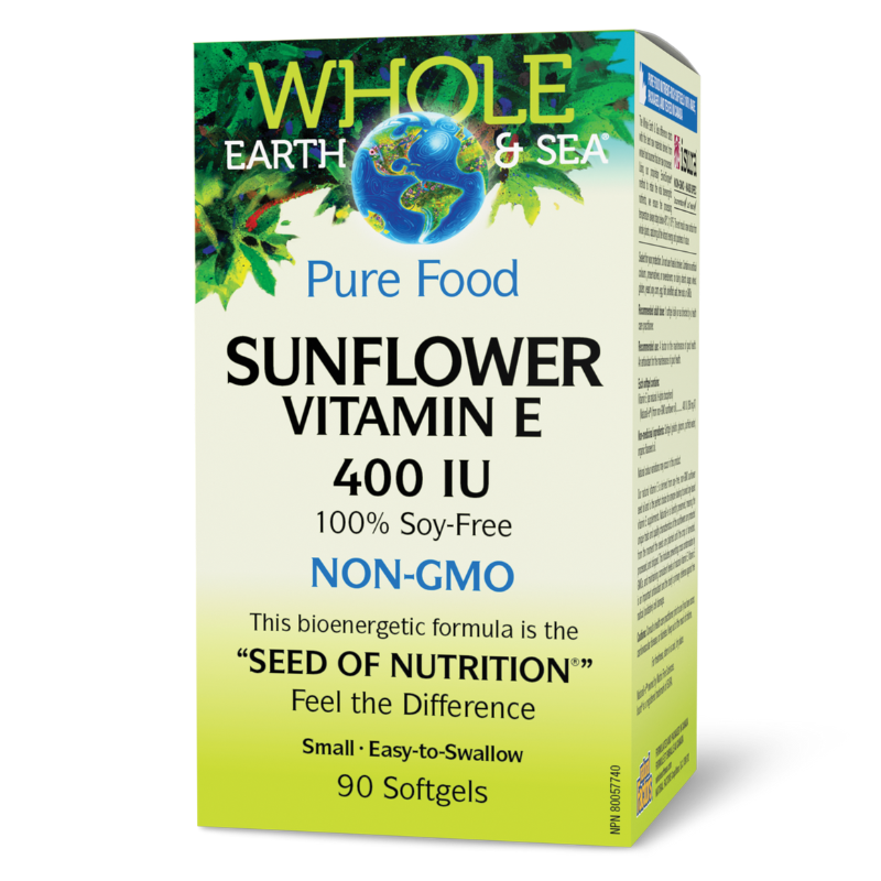 Natural Factors Whole Earth & Sea Sunflower Vitamin E 400 IU 90 Softgels