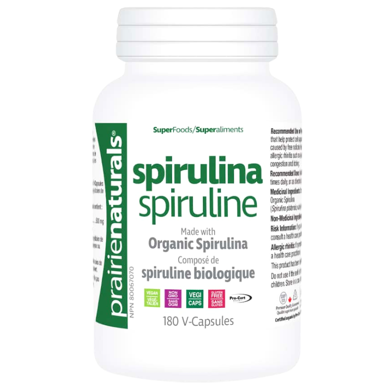 Prairie Naturals Organic Spirulina 500mg 180 VCapsules
