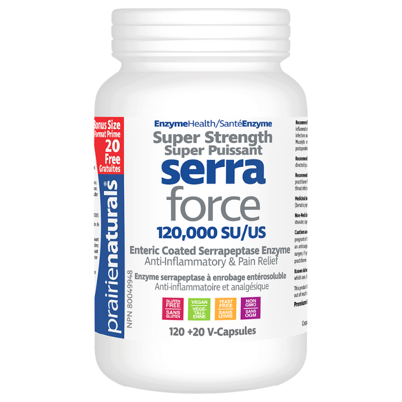 Prairie Naturals 強效沙雷肽酶膠囊 120,000SU 120+20粒