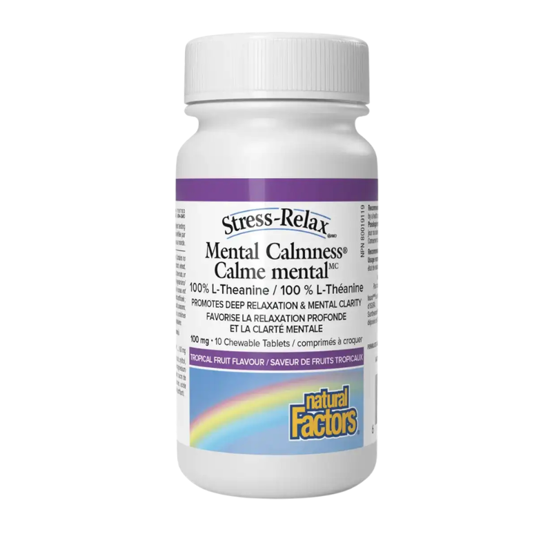 Natural Factors Mental Calmness L-Theanine 100mg Travel Size 10 Chews