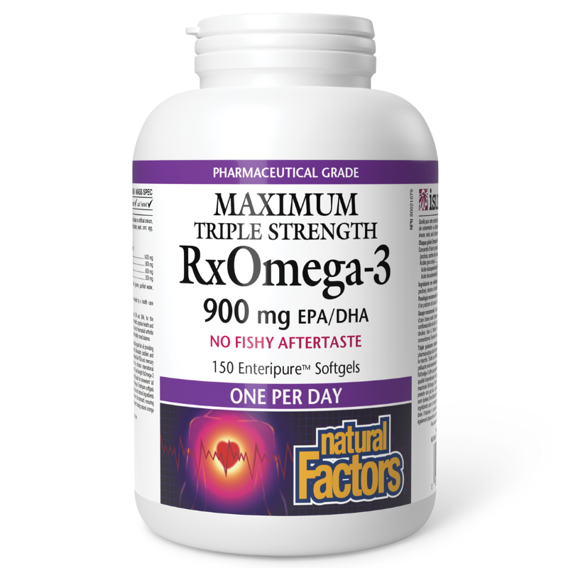 Natural Factors RxOmega-3 Maximum Triple Strength 900 mg 150 Softgels
