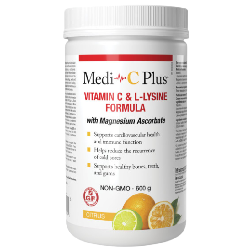 W. Gifford Jones Medi C Plus 維生素 C 和賴氨酸配方膠囊 含抗壞血酸鈣 600g