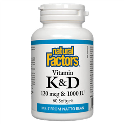 Natural Factors Vitamin K & D 120 mcg & 1000 IU 60 Softgels