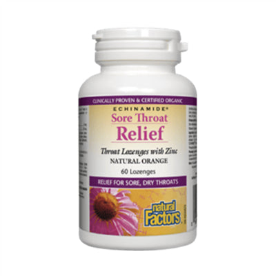 緩解喉嚨痛含片 橙子味 60粒 Natural Factors Sore Throat Relief Orange Echinamide 60 Lozenges