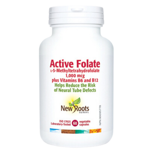 New Roots Active Folic Acid (I-5-Methyletrahydrofolate) 60 Capsules