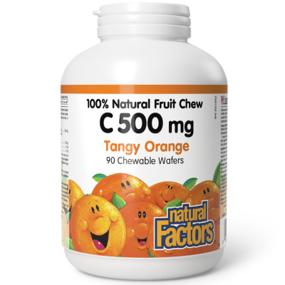 Natural Factors C 500 mg 100% Natural Fruit Chew, Tangy Orange 90 Chewable Wafers