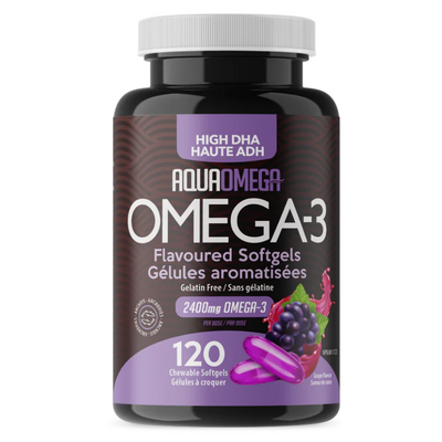 AquaOmega 高 DHA OMEGA-3 葡萄口味膠囊 120粒