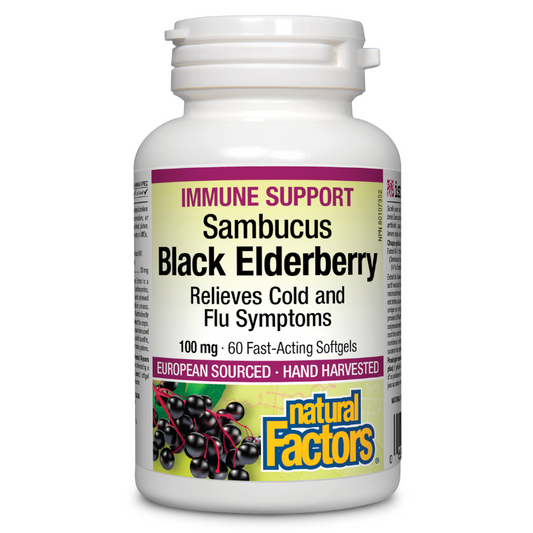 [50% OFF] Natural Factors Black Elderberry Standardized Extract 100mg 60 Softgels