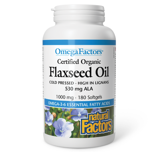 Natural Factors OmegaFactors® Certified Organic Flaxseed Oil 1000 mg 180 Softgels