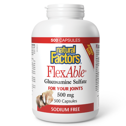 Natural Factors FlexAble Glucosamine Sulfate Sodium Free 500mg 500 Capsules