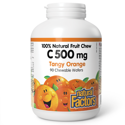 Natural Factors C 500 mg 100% Natural Fruit Chew Tangy Orange 90 Chewable Wafers