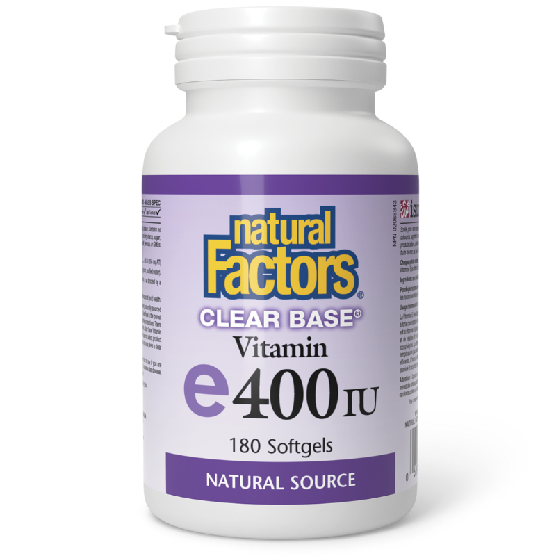 Natural Factors Clear Base Vitamin E 400 IU 180 Softgels