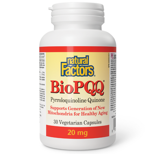 Natural Factors BioPQQ 20 mg Pyrroloquinoline Quinone 30 VCapsules
