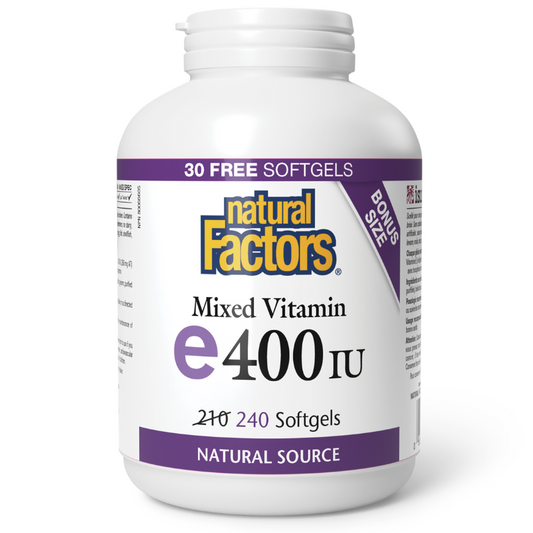 Natural Factors Mixed Vitamin E 400IU 240 Softgels Bonus Size