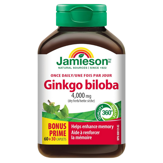 Jamieson Ginkgo 80 mg 60+30 Caplets
