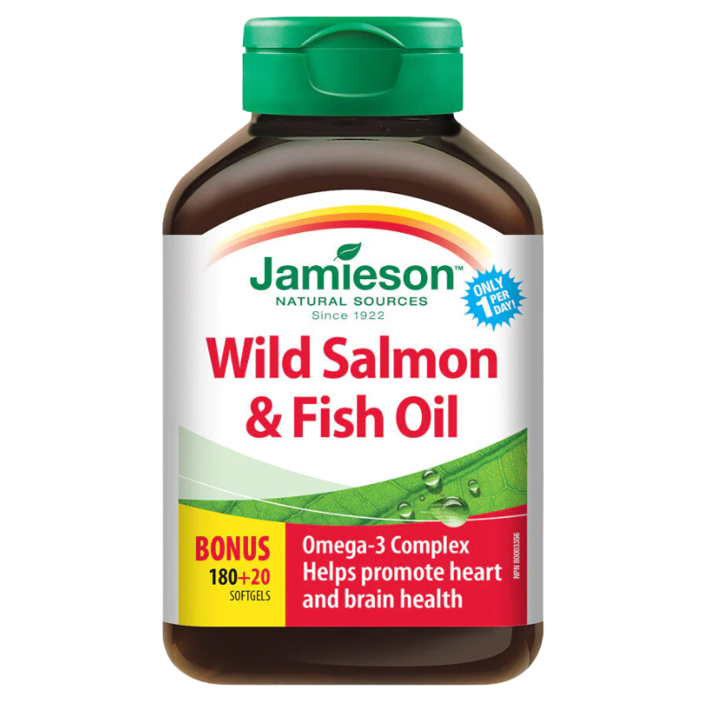 Jamieson 野生鮭魚和魚油軟膠囊 增量裝 180+20粒