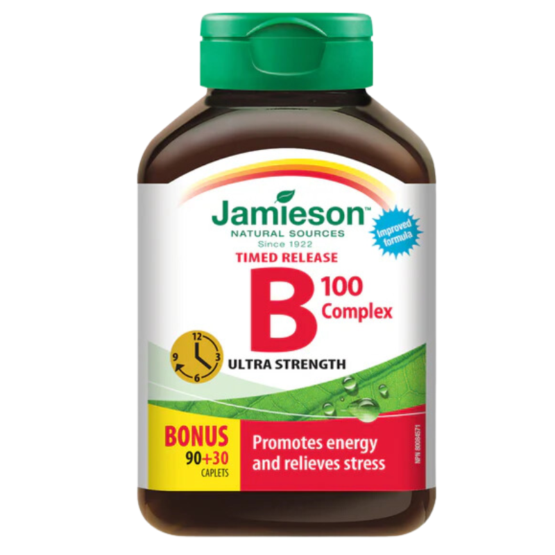 Jamieson Vitamin B Complex 100 mg TR Bonus 90 plus 30 Caplets