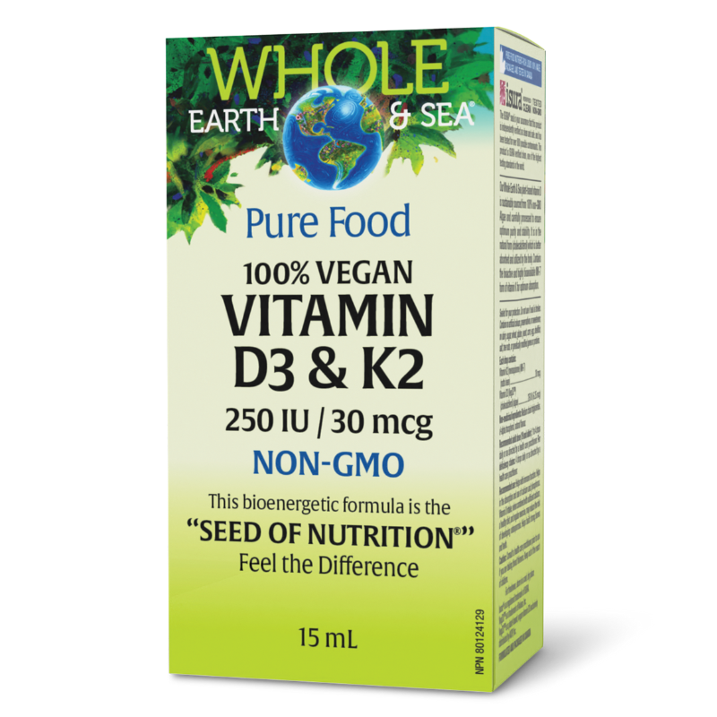 Natural Factors Whole Earth & Sea 純素維生素 D3 和 K2 15 毫升