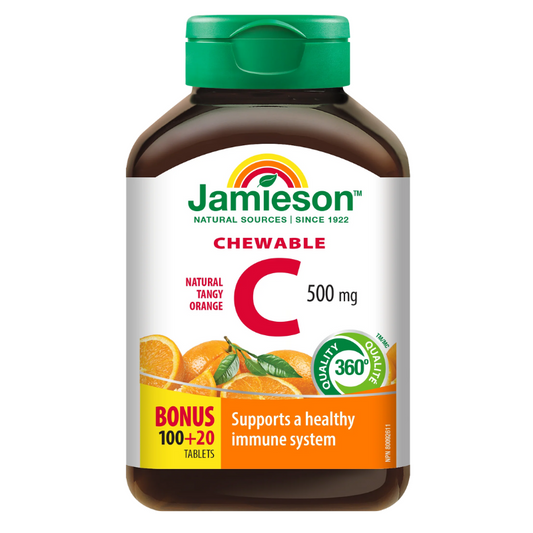 Jamieson Vitamin C 500mg Chewable Orange Bonus 100+20 Tabs