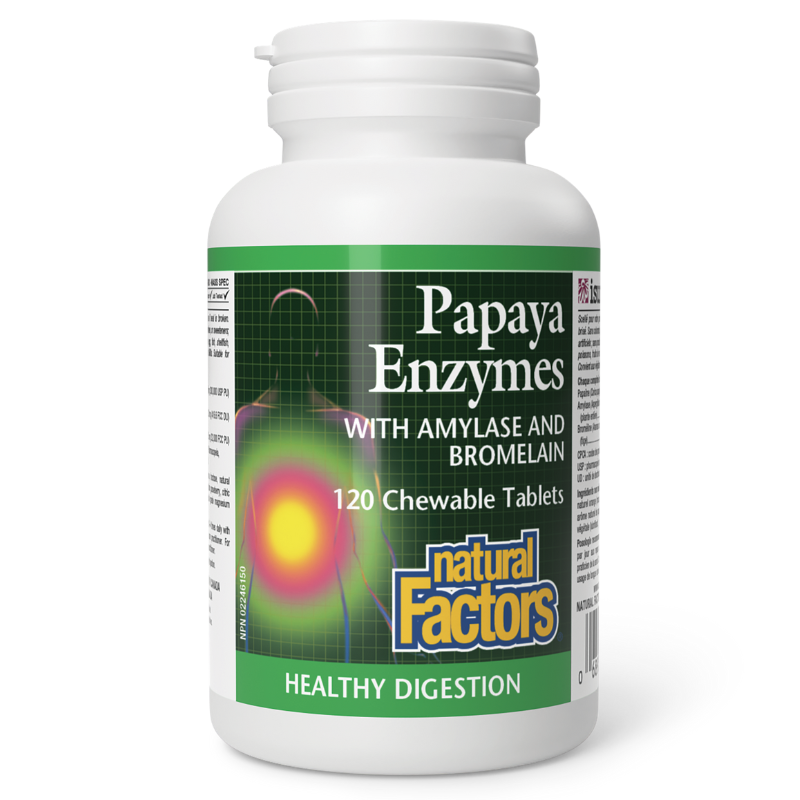 Natural Factors Papaya Enzymes with Amylase and Bromelain 120 Chewable Tablets