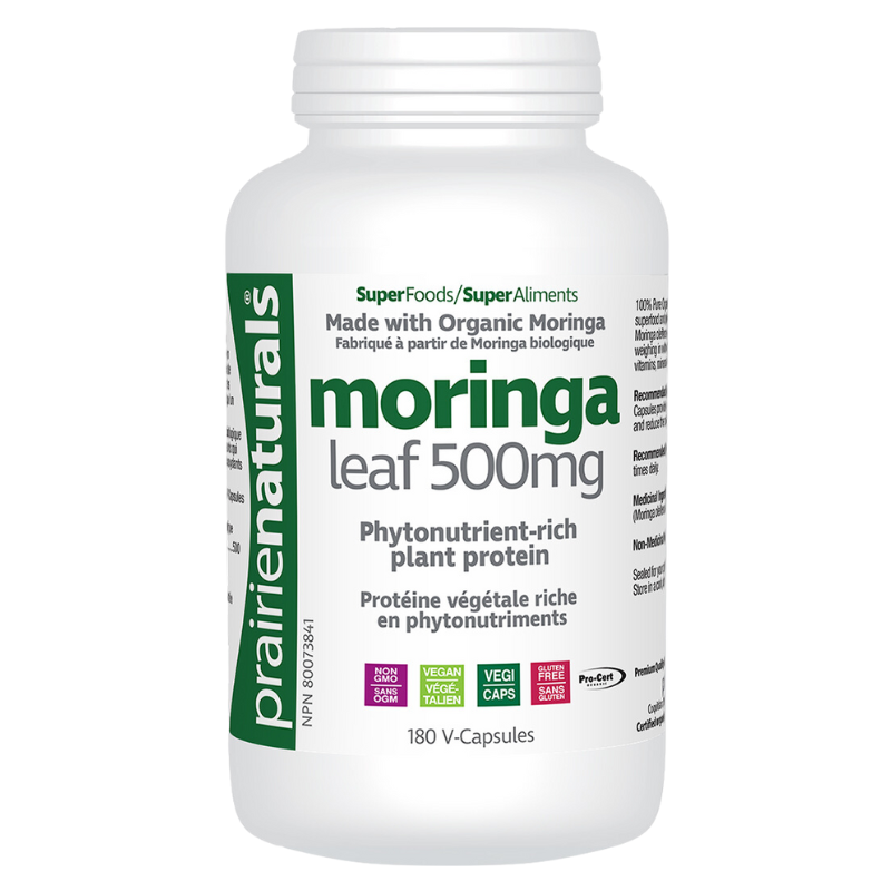 Prairie Natural Organic Moringa 500mg 180 Vegetable Capsules