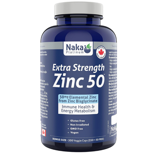 Naka Zinc Bisglycinate 50mg 300 Vegetarian Capsules