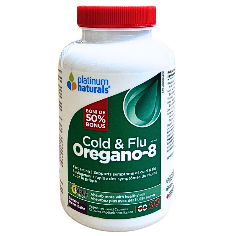 Platinum Cold & Flu Oregano-8 60+30 Capsules BONUS