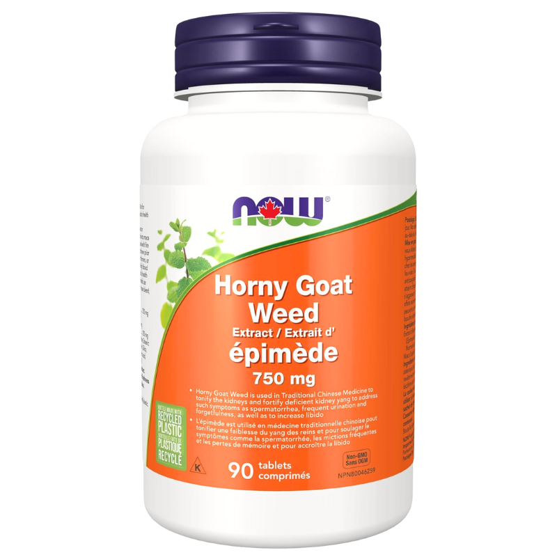 Complément Alimentaire Now Foods Horny Goat Weed 750mg - 90 Comprimés, Neuf, Fabriqué Aux États-Unis, Expiration La Plus Fraîche