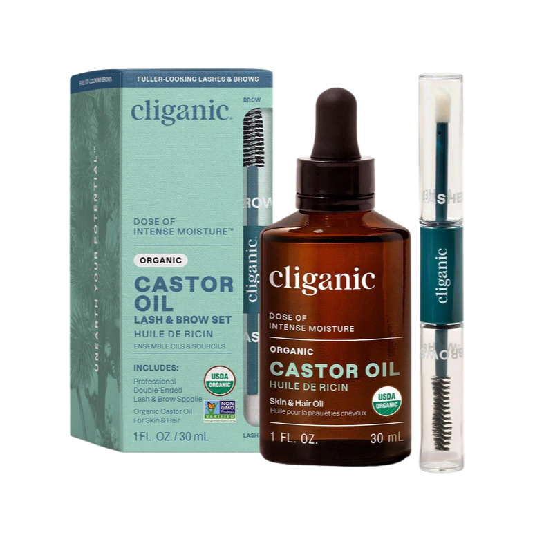 Cliganic Organic Castor Oil 120ml Lash & Brow Set