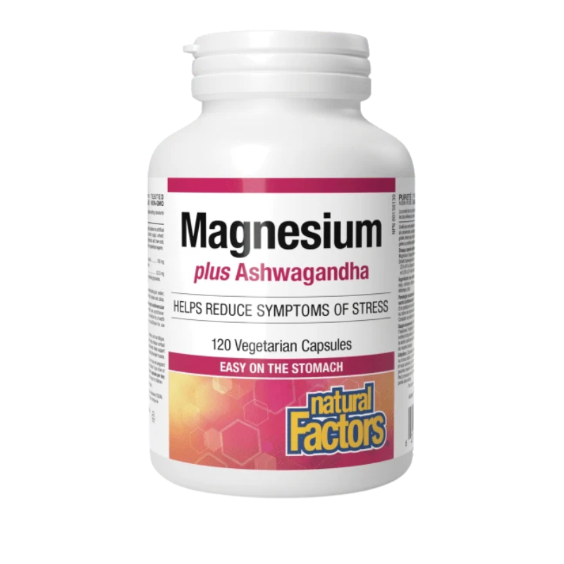 Natural Factors Magnesium plus Ashwagandha 120 VCapsules