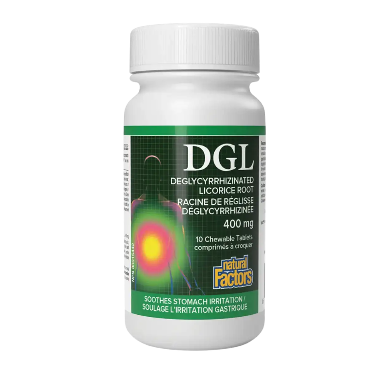 Natural Factors DGL 400mg Travel Size 10 Chews