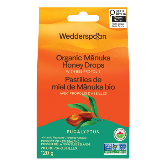 Wedderspoon Organic Manuka Honey Drops Eucalyptus 120g