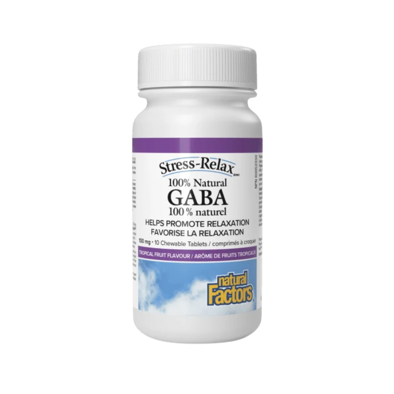 Natural Factors Gaba 100mg Fruit Chew 10 Tablets
