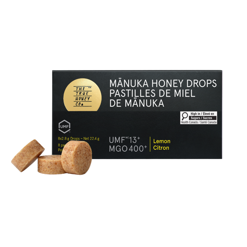The True Honey Lemon Manuka Honey Drops MGO 400+ 8 Pastilles