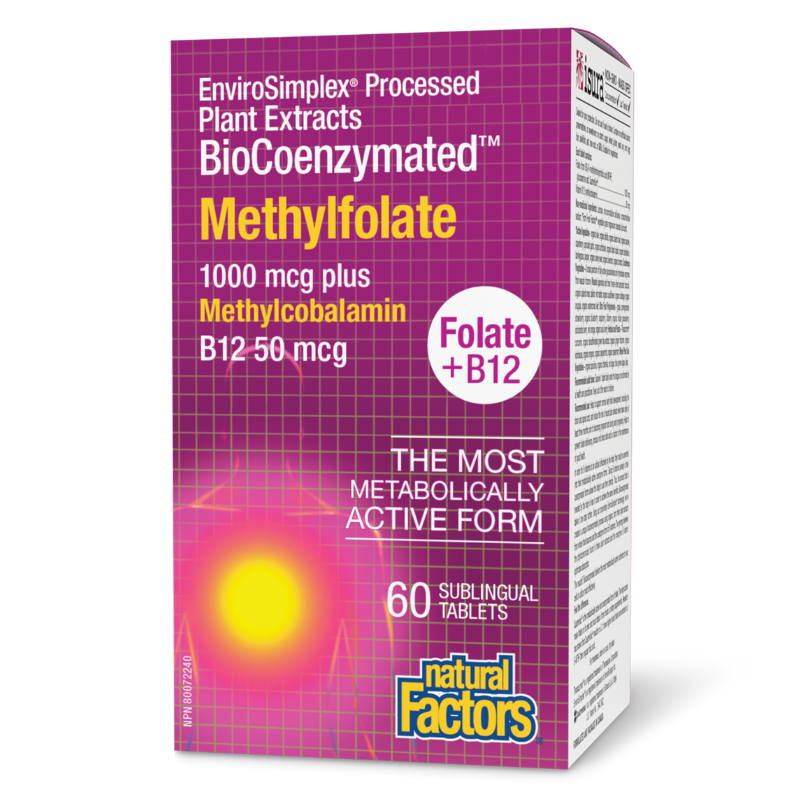 Natural Factors Methylfolate 1000mcg + Methylcobalamin B12 50mcg 60 Tablets