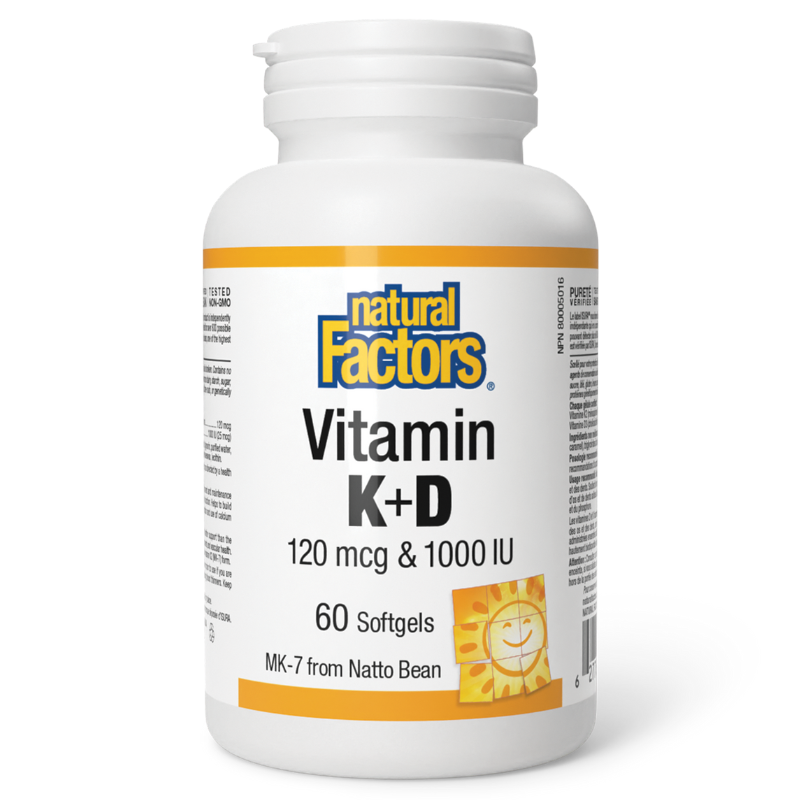 Natural Factors Vitamin K & D 120 mcg & 1000 IU 60 Softgels