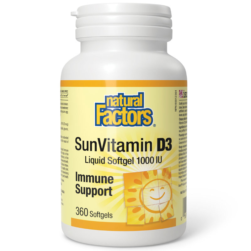 [Jan Flyer Sale!!! Save $3!!!] Natural Factors Vitamin D3 1000 IU 360 Softgels