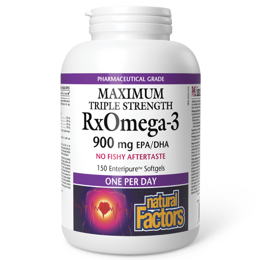 [JAN FLYER SALES!!! Save $5!!!] Natural Factors RxOmega-3 Maximum Triple Strength 900 mg 150 Softgels