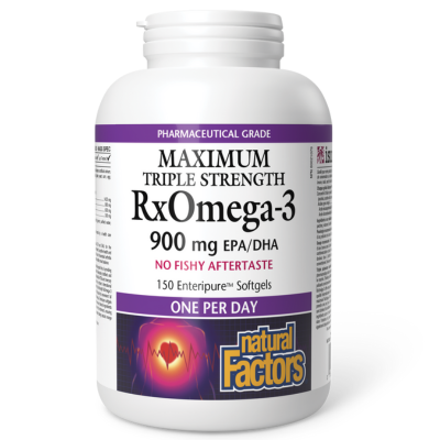 Natural Factors RxOmega-3 Maximum Triple Strength 900 mg 150 Softgels