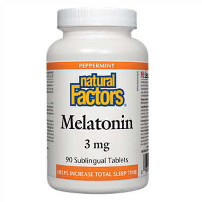 Natural Factors Melatonin 3 mg, Peppermint 90 Sublingual Tablets