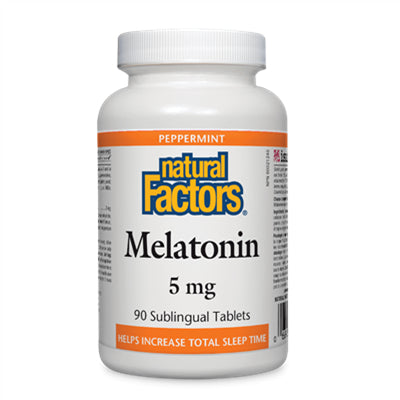 Natural Factors Melatonin 5 mg, Peppermint 90 Sublingual Tablets