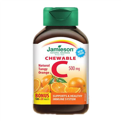 Jamieson Vit C 500mg Chewable Orange Bonus 100+20 Tablets