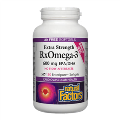Natural Factors RxOmega-3 Extra Strength 600 mg 150 Softgels