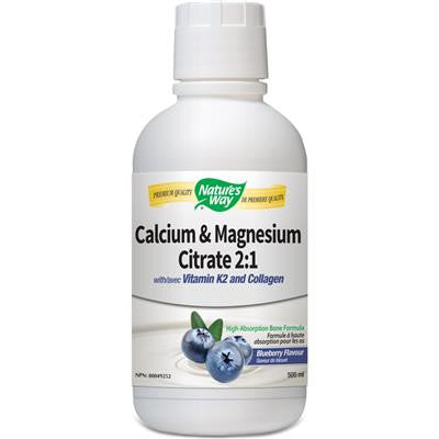 Nature's Way Calcium & Magnesium with K2 Liquid Blueberry 500 ml