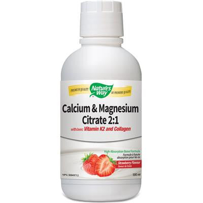 Nature's Way Calcium & Magnesium with K2 Liquid Strawberry 500 ml