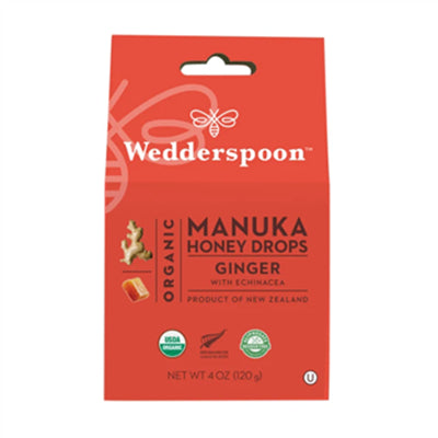 Wedderspoon Organic Manuka Honey Drops Ginger 120g