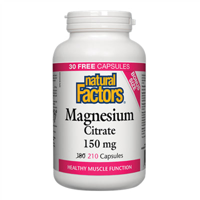 Natural Factors Magnesium Citrate 150 mg 180+30 Capsules